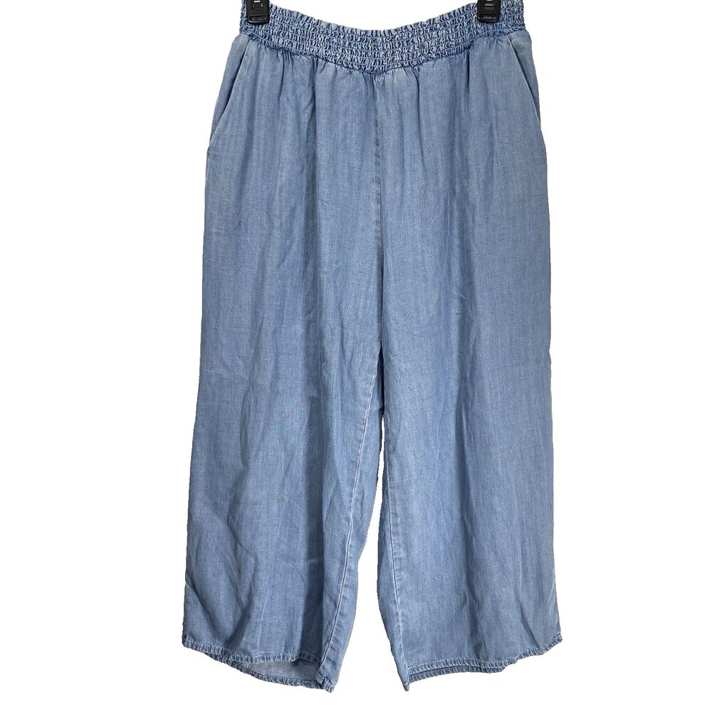 VELVET HEART Pants Cropped Wide Leg Palazzo Pull-On Boho Cottage Womens M Blue